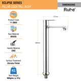 Eclipse Pillar Tap Tall Body Brass Faucet dimensions and size