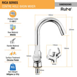 Rica Centre Hole Basin Mixer with Small (12 inches) Round Swivel Spout Faucet dimensions and size