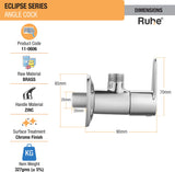 Eclipse Angle Valve Brass Faucet dimensions and size