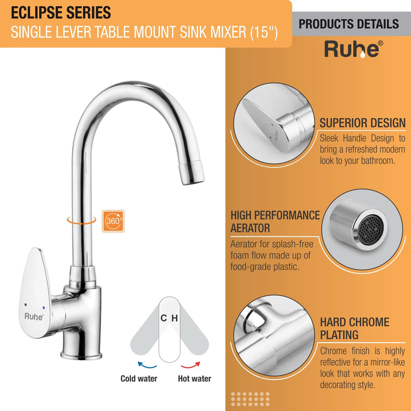 Eclipse Single Lever Deck-mount Kitchen Sink Mixer Tap with Swivel Spout