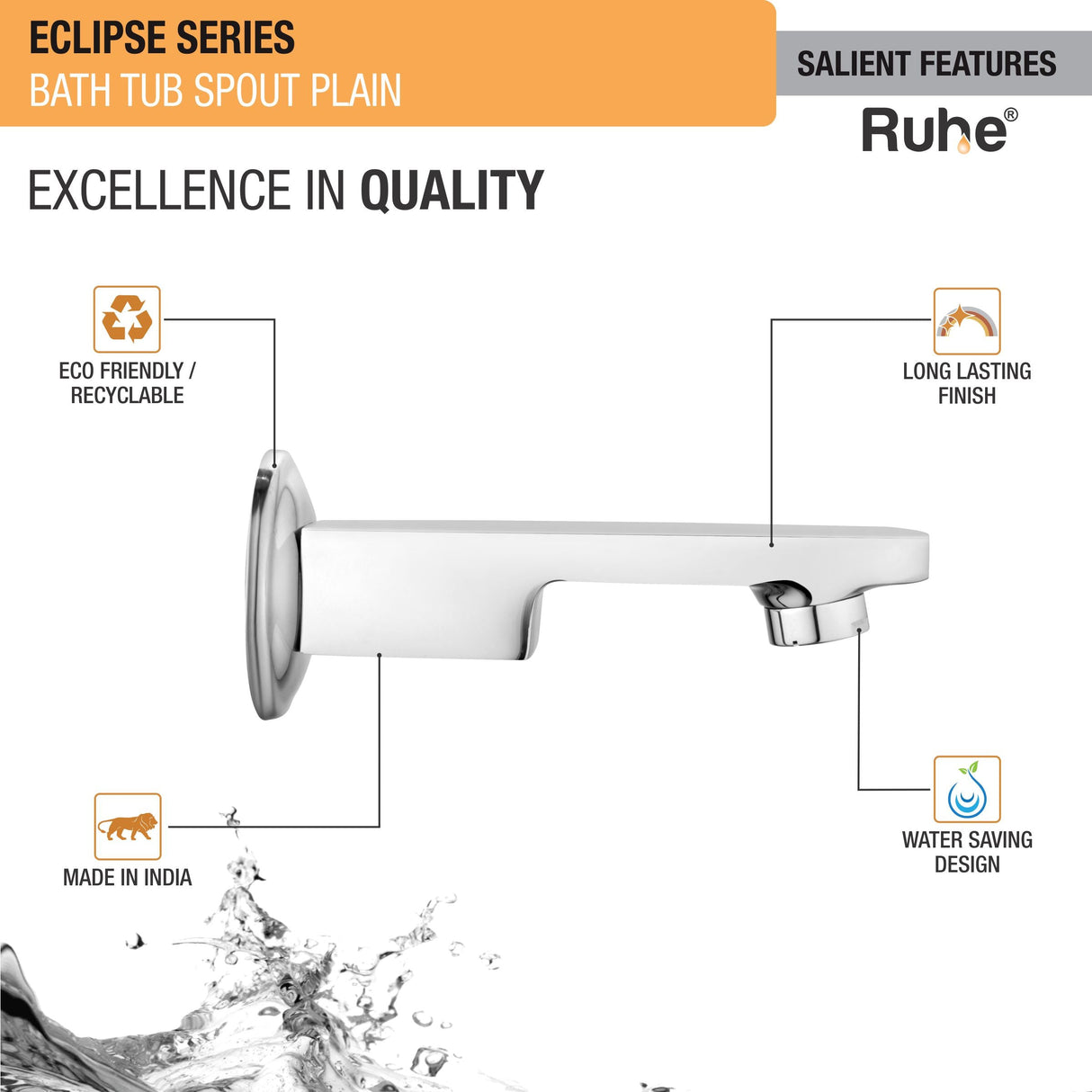 Eclipse Plain Bathtub Tap (Only Spout) - by Ruhe