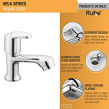 Vela Pillar Tap Brass Faucet product details