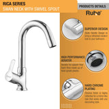 Rica Swan Neck with Small (12 inches) Round Swivel Spout Brass Faucet product details