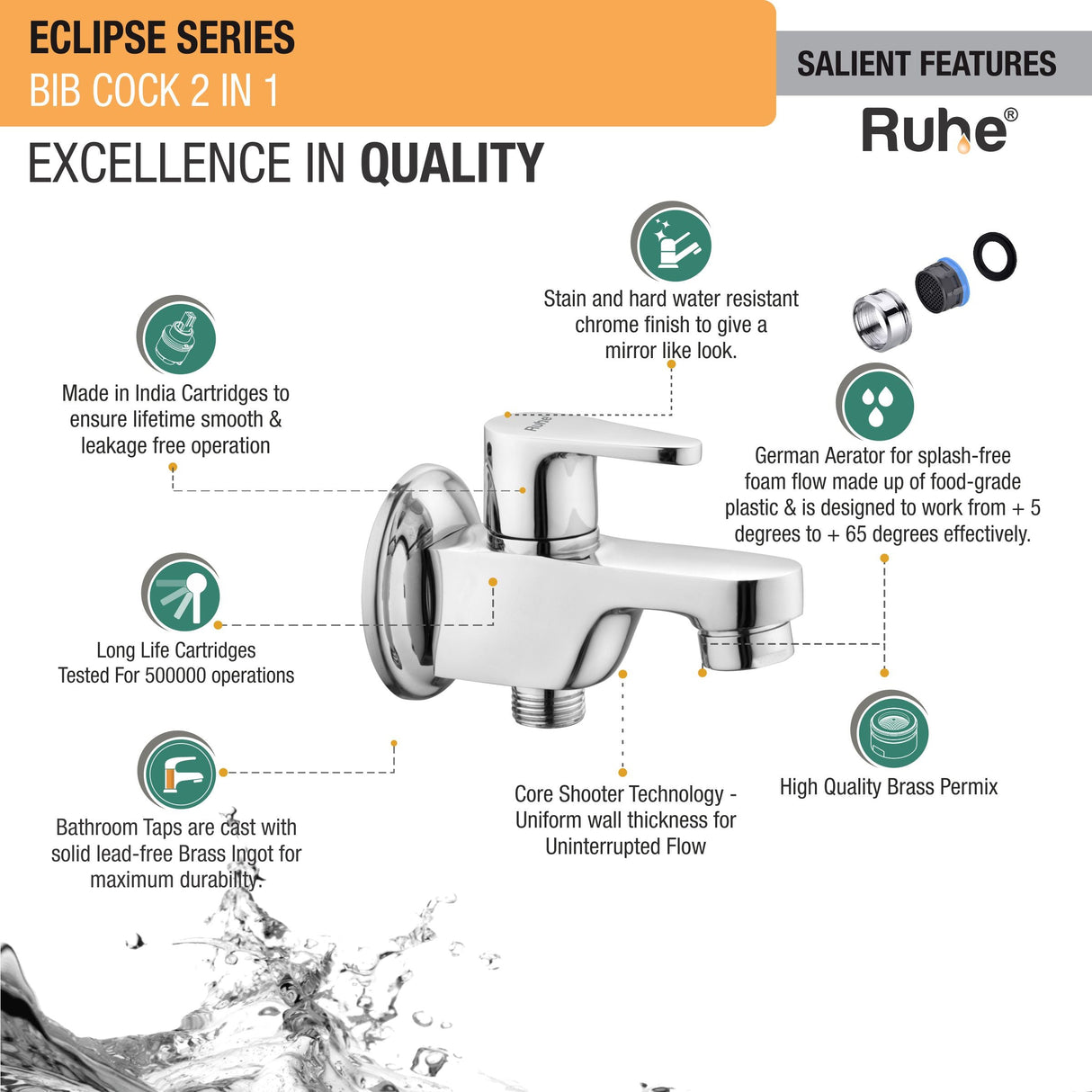 Eclipse Two Way Bib Tap Faucet features