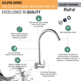 Eclipse Sink Tap with Large (20 inches) Round Swivel Spout Faucet features