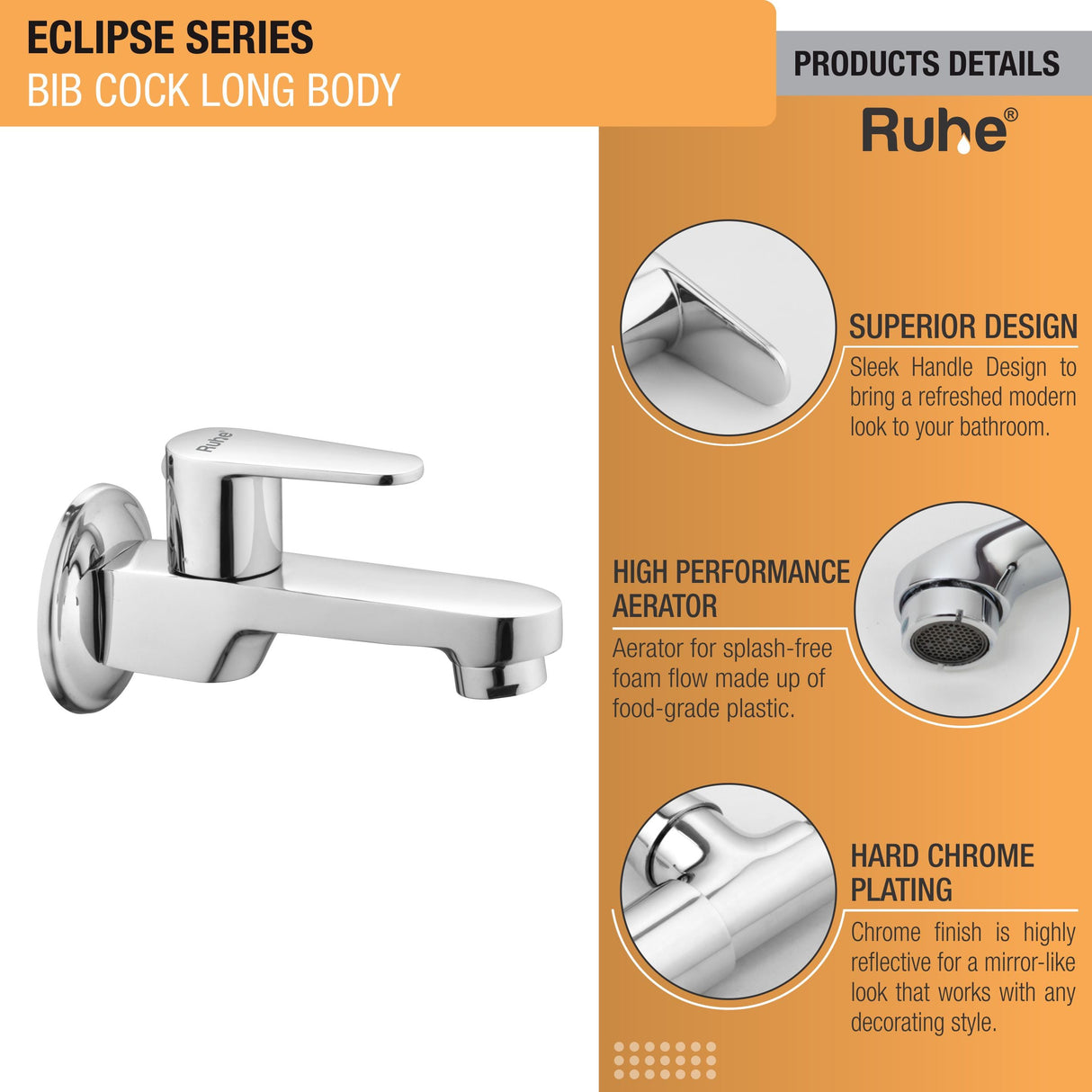 Eclipse Bib Tap Long Body Brass Faucet product details
