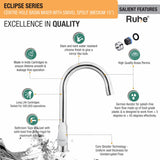 Eclipse Centre Hole Basin Mixer with Medium (15 inches) Round Swivel Spout Faucet features