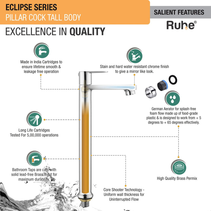 Eclipse Tall Body Wash Basin Pillar Tap