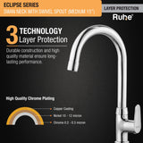 Eclipse Swan Neck with Medium (15 inches) Round Swivel Spout Brass Faucet 3 layer protection