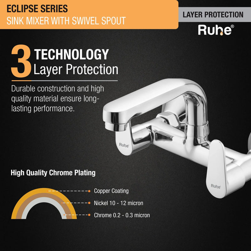 Eclipse Wall Mount Kitchen Sink Mixer Tap with Swivel Spout