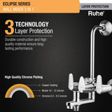 Eclipse Wall Mixer 3-in-1 Brass Faucet 3 layer protection