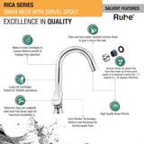 Rica Swan Neck with Small (12 inches) Round Swivel Spout Brass Faucet features