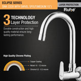 Eclipse Sink Tap with Medium (15 inches) Round Swivel Spout Faucet 3 layer protection