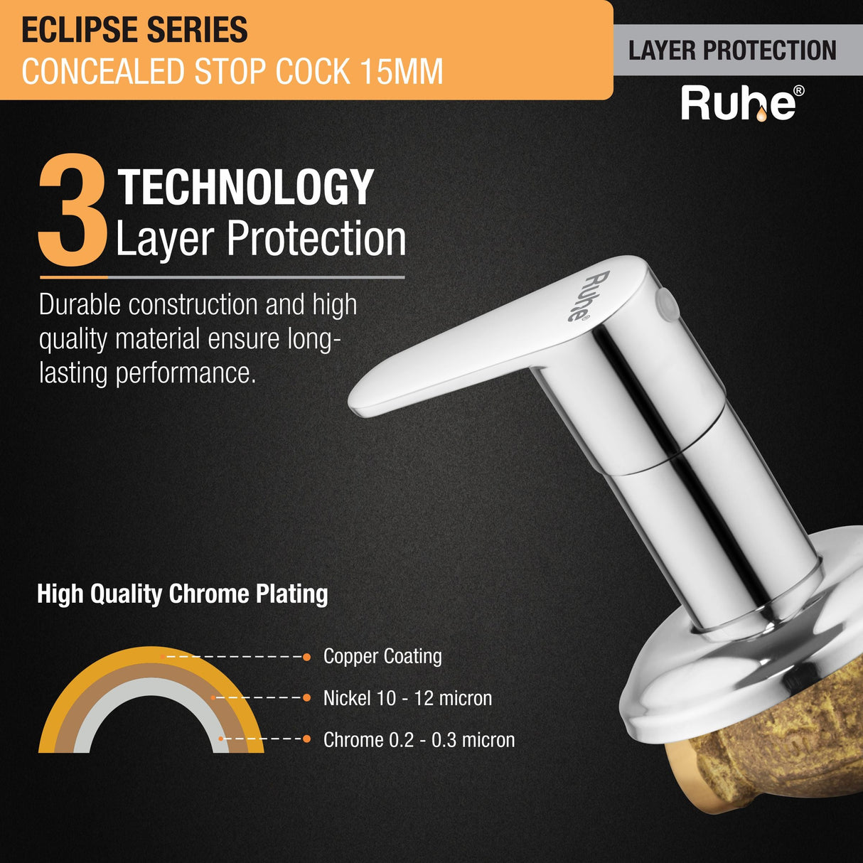 Eclipse Concealed Stop Valve Brass Faucet (15mm)- by Ruhe®