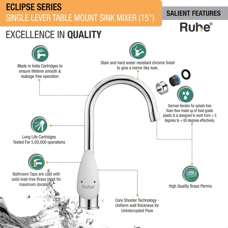 Eclipse Single Lever Deck-mount Kitchen Sink Mixer Tap with Swivel Spout