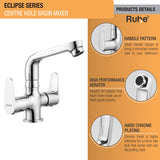 Eclipse Centre Hole Basin Mixer with Small (7 inches) Swivel Spout Faucet product details