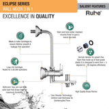 Eclipse Wall Mixer 3-in-1 Brass Faucet features
