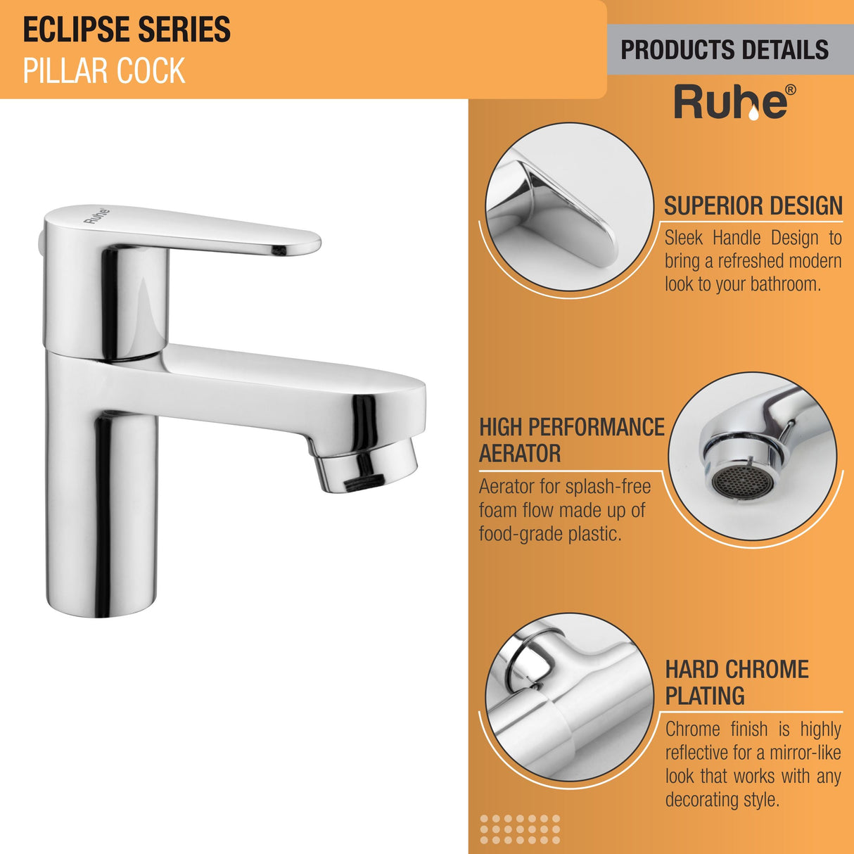 Eclipse Pillar Tap Brass Faucet product details