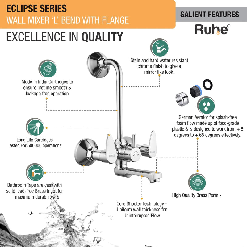 Eclipse Wall Mixer Tap with L Bend