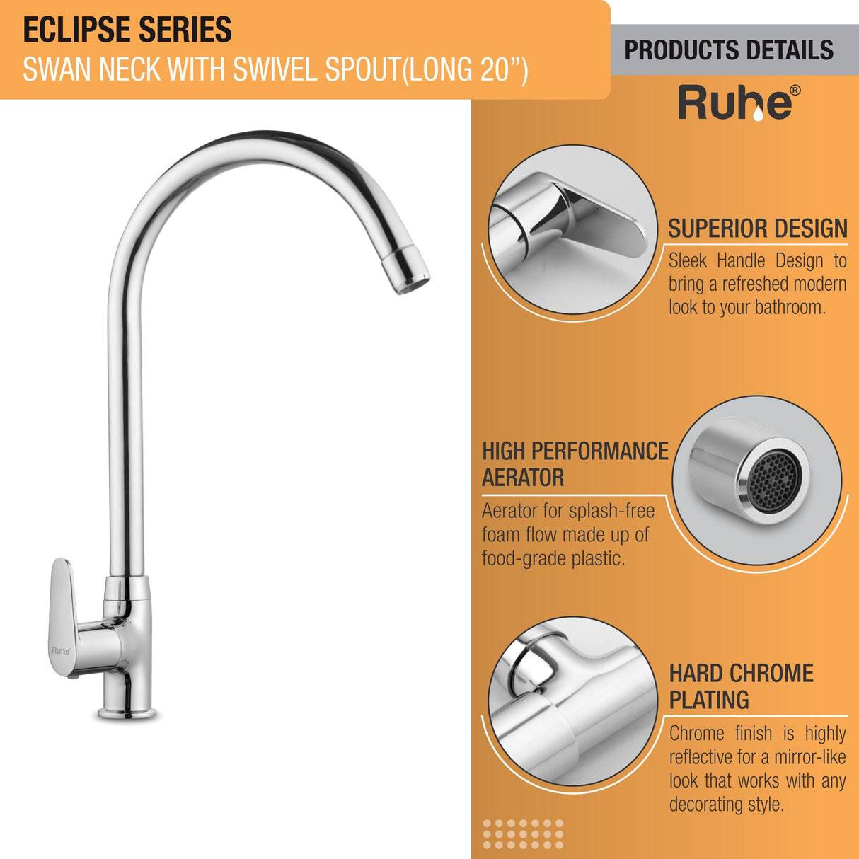 Eclipse Swan Neck with Large (20 inches) Round Swivel Spout Brass Faucet product details