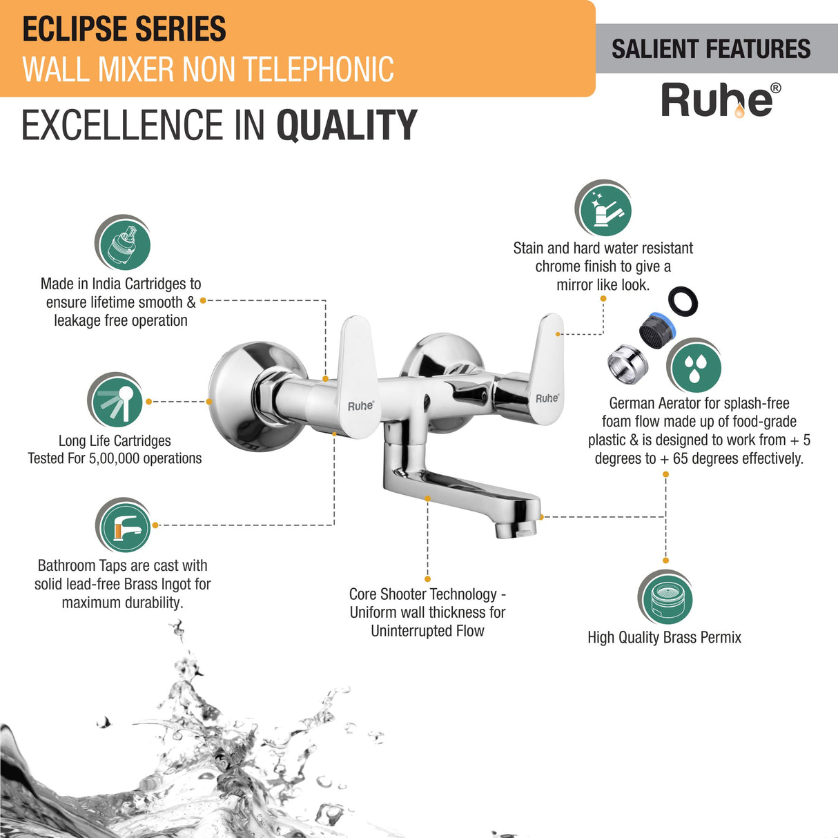 Eclipse Wall Mixer Tap - by Ruhe®