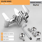 Eclipse Wall Mixer 3-in-1 Brass Faucet package content