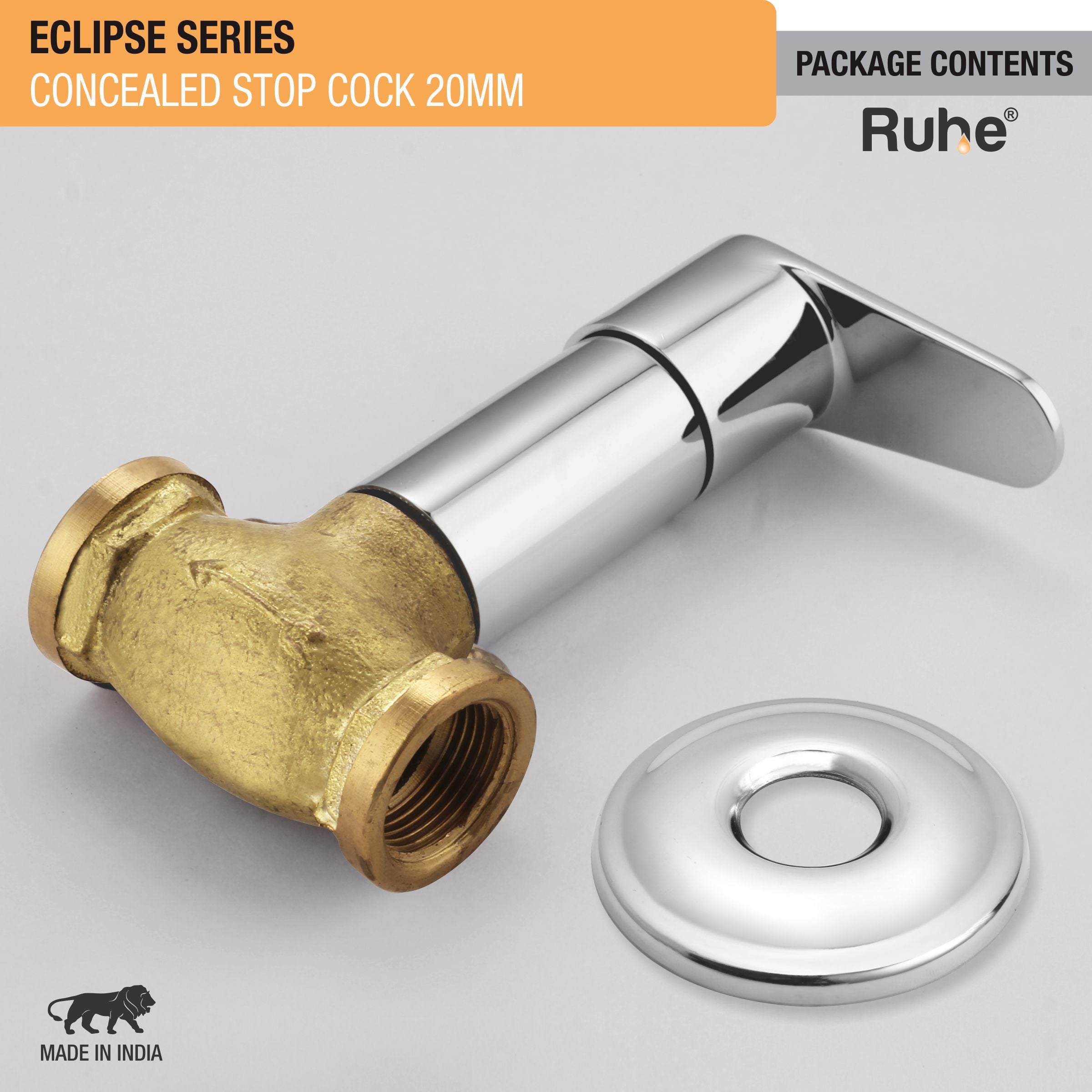 Eclipse Concealed Stop Valve Brass Faucet (20mm) package content