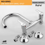 Rica Sink Mixer with Small (12 inches) Round Swivel Spout Faucet package content