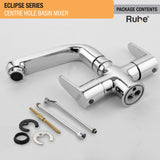 Eclipse Centre Hole Basin Mixer with Small (7 inches) Swivel Spout Faucet package content