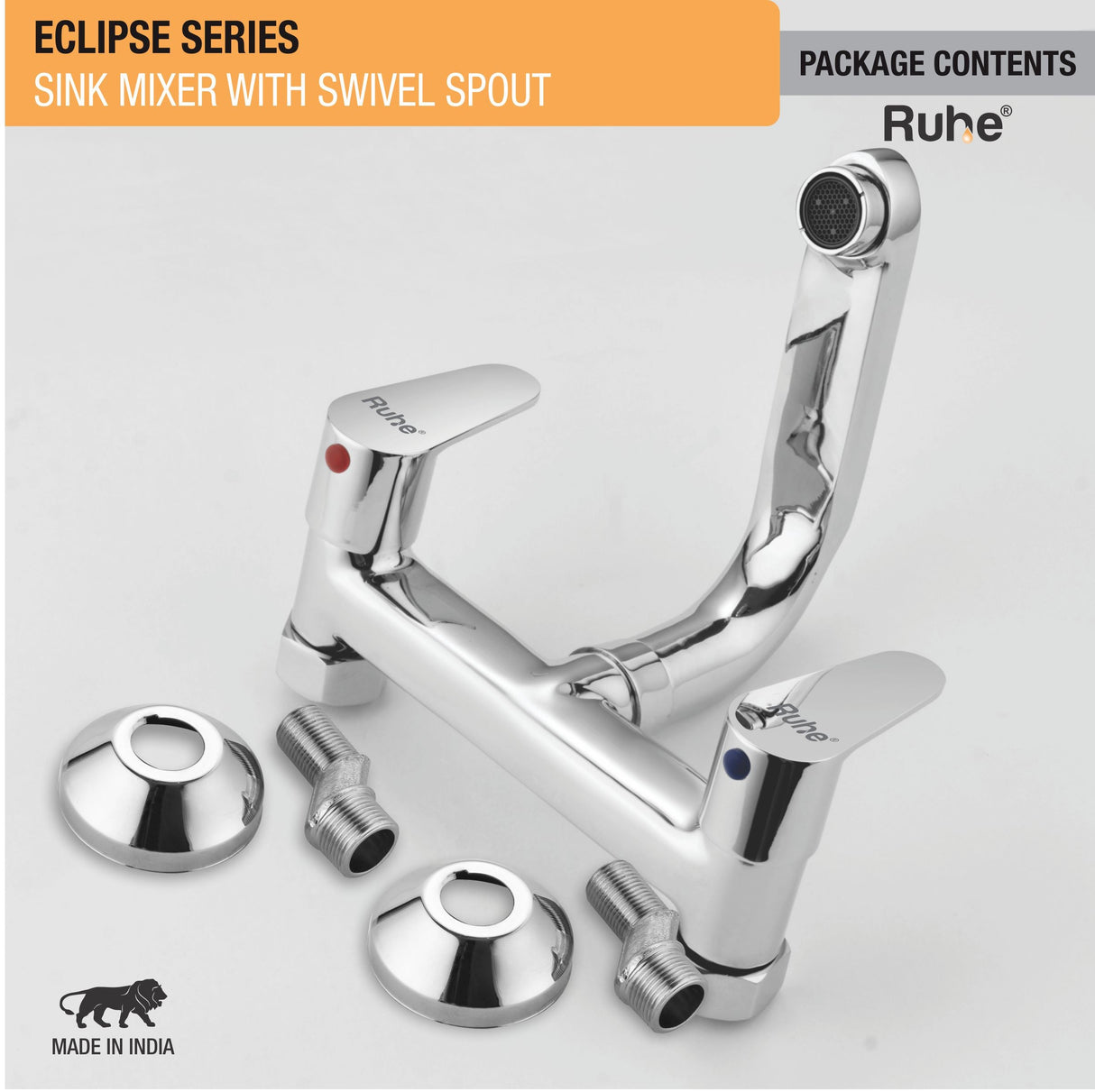 Eclipse Sink Mixer with Small (7 inches) Round Swivel Spout Faucet package content