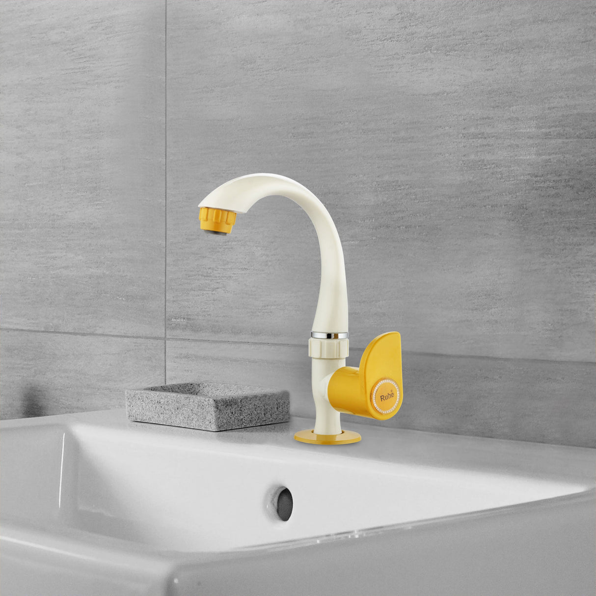 Gold Curve PTMT Swan Neck with Swivel Spout Faucet - by Ruhe®