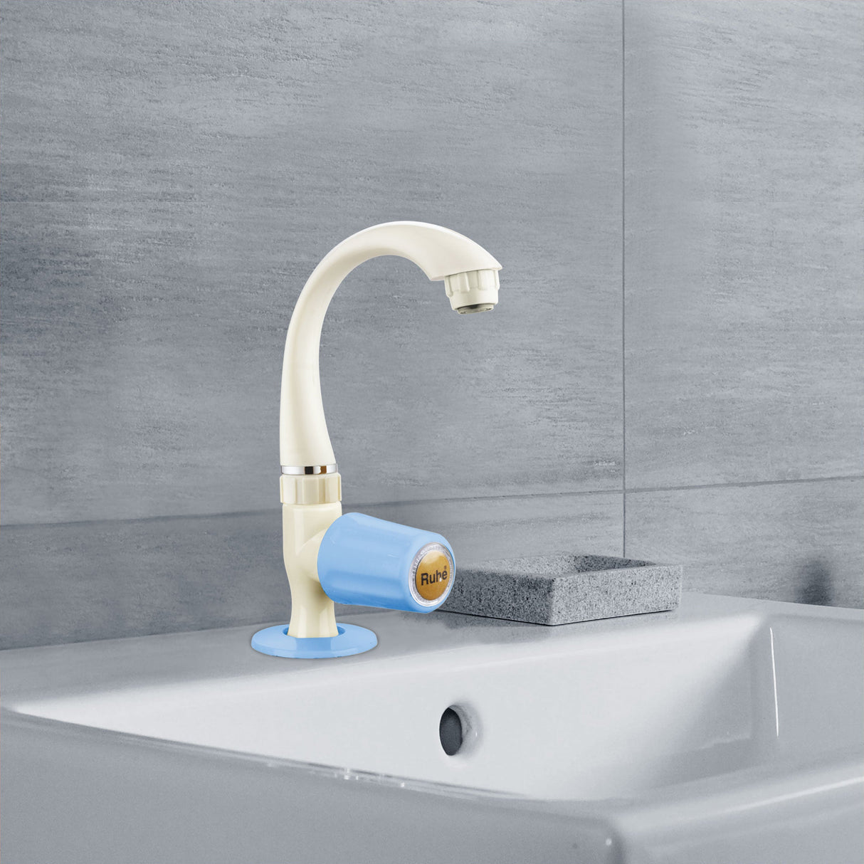 Indigo Round PTMT Swan Neck with Swivel Spout Faucet - by Ruhe®