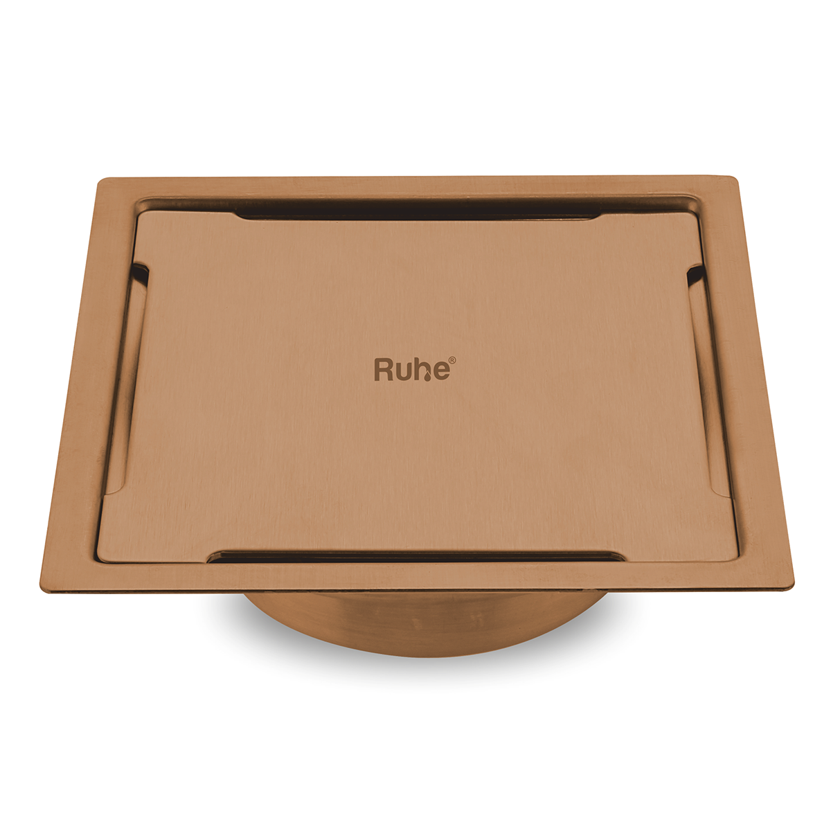 Diamond Square Flat Cut Floor Drain in Antique Copper PVD Coating (6 x 6 Inches) - by Ruhe