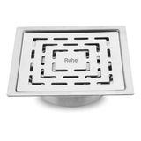 Sapphire Square Flat Cut 304-Grade Floor Drain with Cockroach Trap (6 x 6 Inches) - by Ruhe®