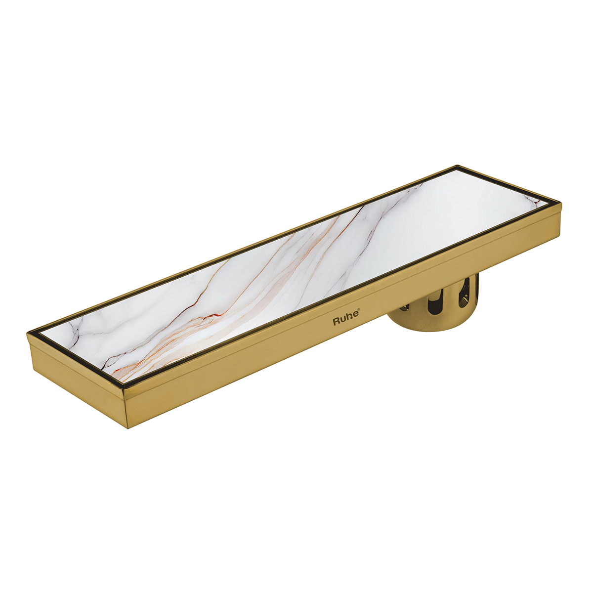 Tile Insert Shower Drain Channel (32 x 5 Inches) YELLOW GOLD PVD Coated - by Ruhe®