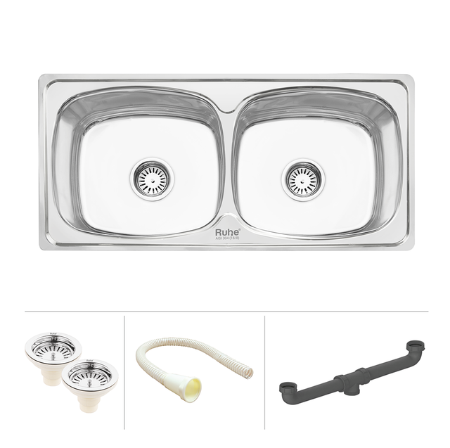 Oval Double Bowl (37 x 18 x 8 inches) 304-Grade Kitchen Sink