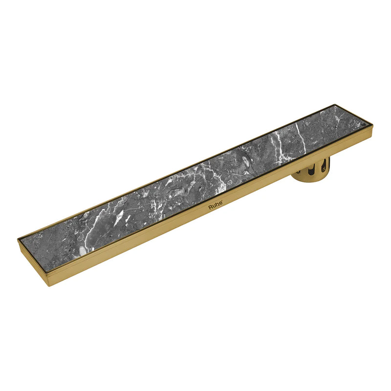Tile Insert Shower Drain Channel (40 x 4 Inches) YELLOW GOLD PVD Coated - by Ruhe