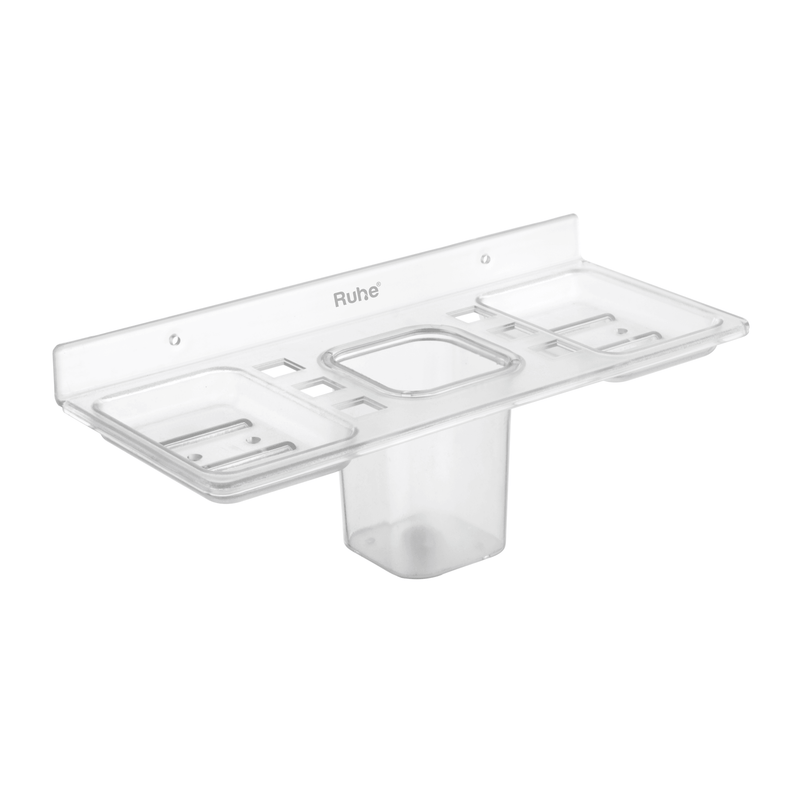 4 in 1 Tumbler Cum Toothbrush Holder cum 2 Soap Dish - by Ruhe
