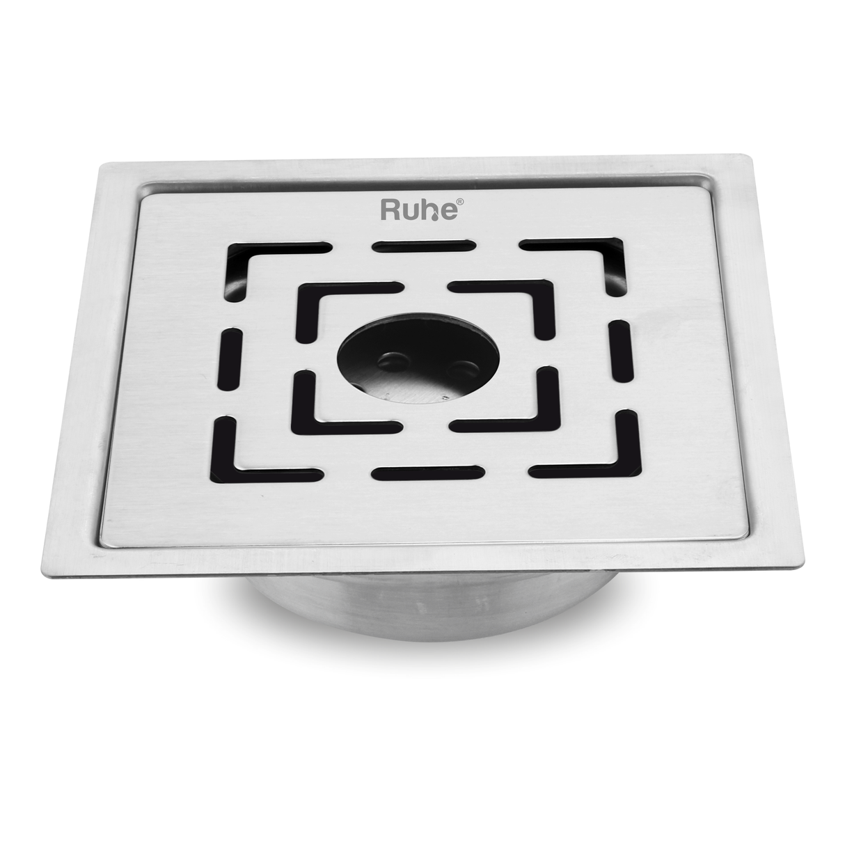 Sapphire Square Flat Cut 304-Grade Floor Drain with Hole & Cockroach Trap (5 x 5 Inches) - by Ruhe