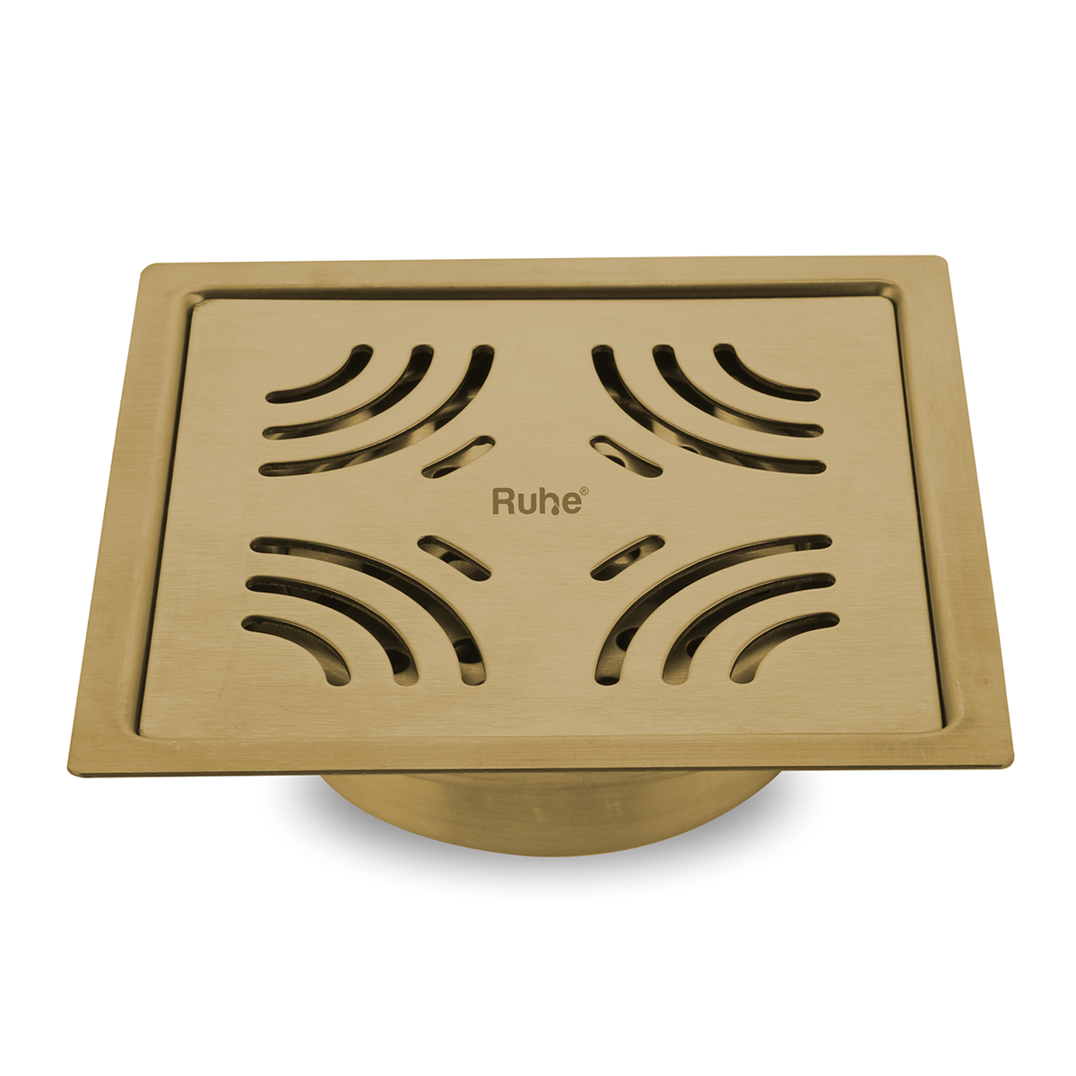 Emerald Square Flat Cut Floor Drain in Yellow Gold PVD Coating (6 x 6 Inches)