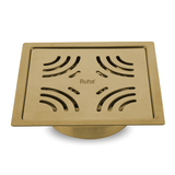 Emerald Square Flat Cut Floor Drain in Yellow Gold PVD Coating (6 x 6 Inches)