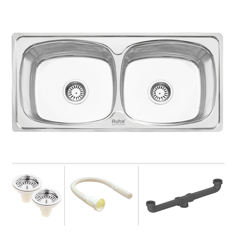 Oval Double Bowl (45 x 20 x 9 inches) 304-Grade Kitchen Sink