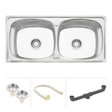 Oval Double Bowl (45 x 20 x 9 inches) 304-Grade Kitchen Sink - by Ruhe®