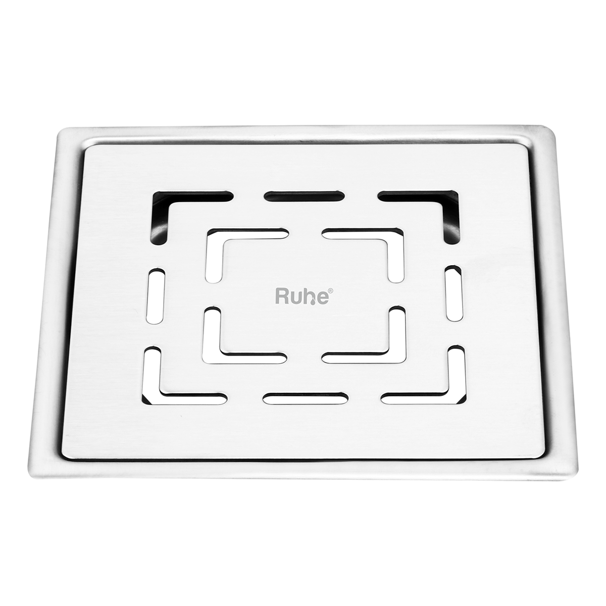 Sapphire Square Flat Cut 304-Grade Floor Drain (5 x 5 Inches) - by Ruhe®