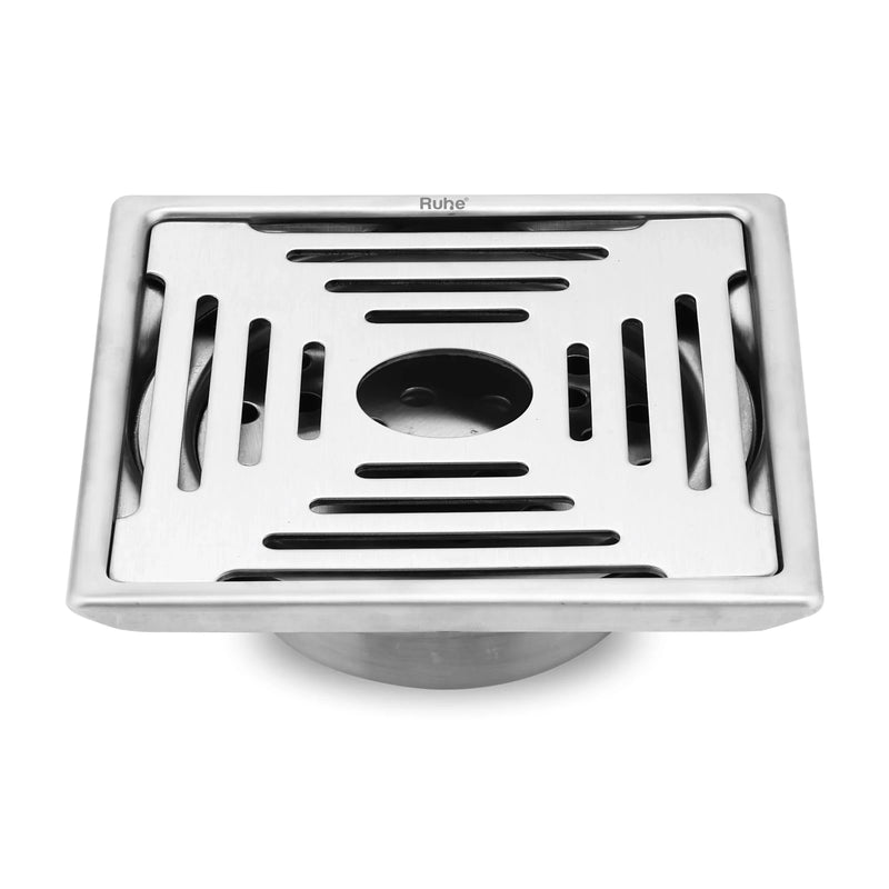 Opal Square 304-Grade Floor Drain with Collar, Hole & Cockroach Trap (6 x 6 Inches) - by Ruhe