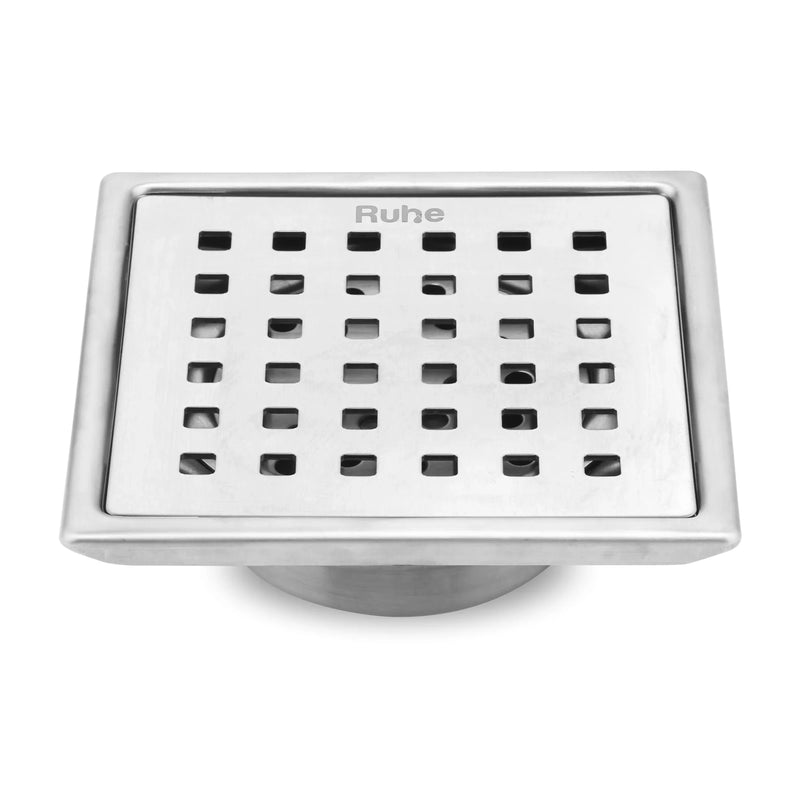Pearl Square 304-Grade Floor Drain with Collar & Cockroach Trap (6 x 6 Inches) - by Ruhe