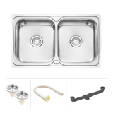 Square Double Bowl (32 x 20 x 8 inches) 304-Grade Kitchen Sink - by Ruhe®