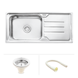 Square Single Bowl (42 x 20 x 9 Inches) 304-Grade Stainless Steel Kitchen Sink with Drainboard - by Ruhe®