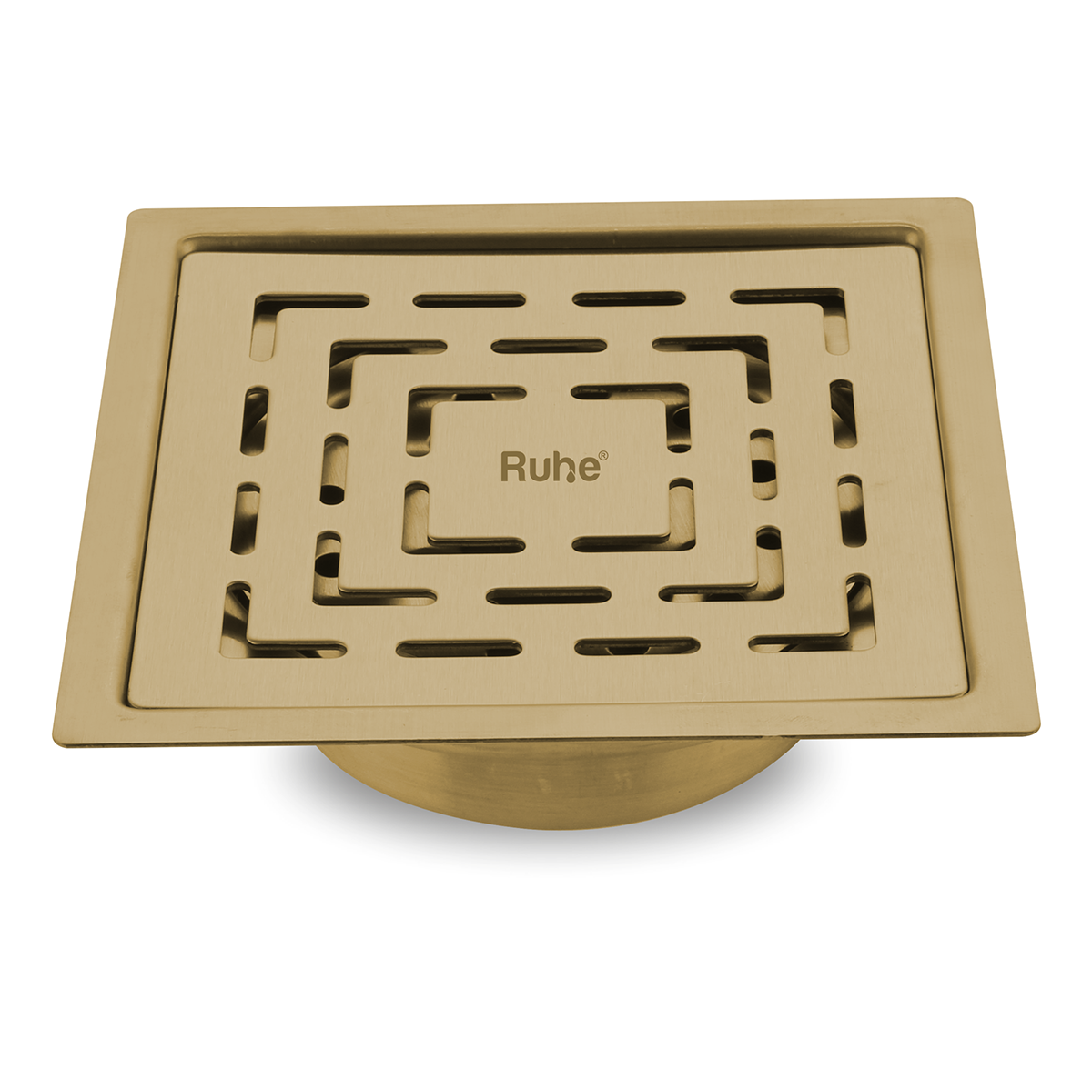 Sapphire Square Flat Cut Floor Drain in Yellow Gold PVD Coating (6 x 6 Inches)