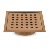 Pearl Square Flat Cut Floor Drain in Antique Copper PVD Coating (5 x 5 Inches)